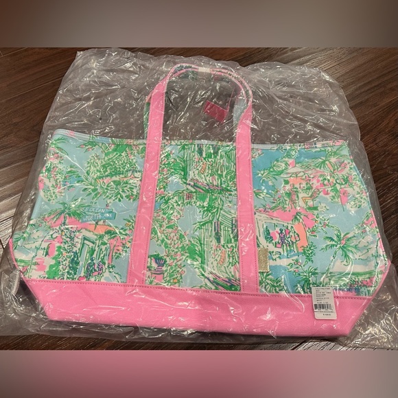 Lilly Pulitzer Mercato Canvas Cotton Tote Bag - Multi Lilly Loves Palm Beach - Picture 16 of 16